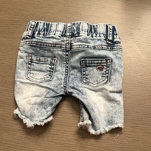Kids Light Blue Washed Denim Shorts with Frayed Hem